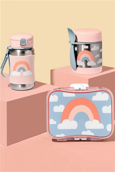 Skip Hop Zoo Pipetli Paslanmaz Çelik Suluk 350 Ml Gökkuşağı