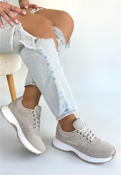 Slar Bej Cilt Bağcıklı Spor Ayakkabı