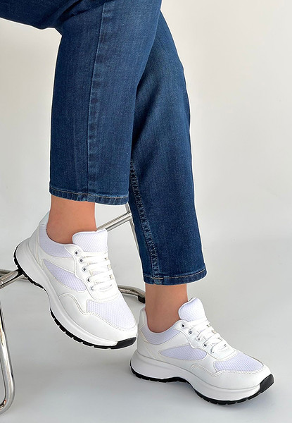 Slar Beyaz Cilt Spor Ayakkabı