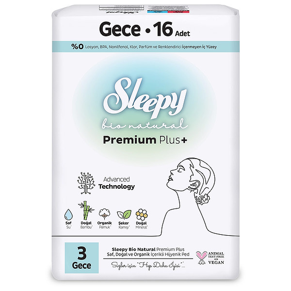 Sleepy Bio Natural Premium Plus Gece Ped 16 Adet