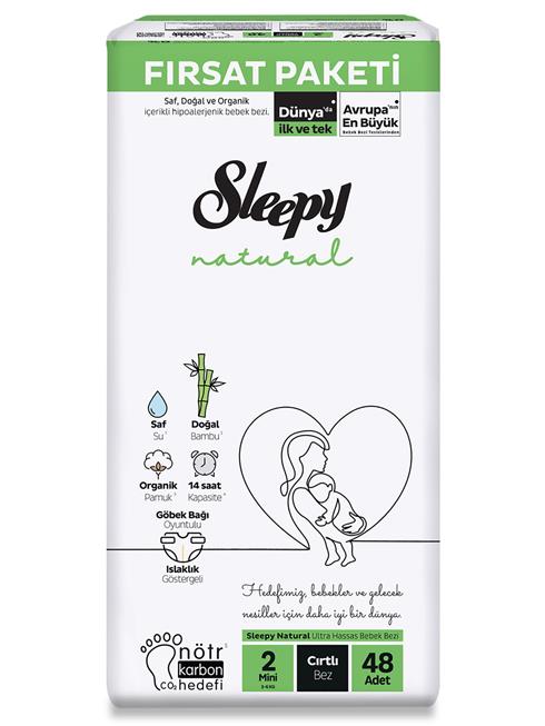 Sleepy Natural Bebek Bezi Fırsat Paketi 2 Beden 3-6 Kg 48 Adet