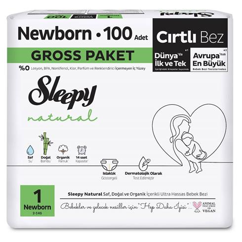 Sleepy Natural Bebek Bezi Gross Paket 1 Beden 2-5 Kg 100 Adet