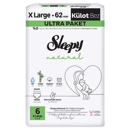 Sleepy Natural Külot Bez Ultra Paket 6 Beden 15-25 Kg 62 Adet
