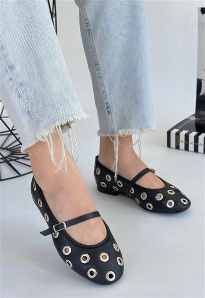 Tinta Siyah Cilt Babet Ayakkabı