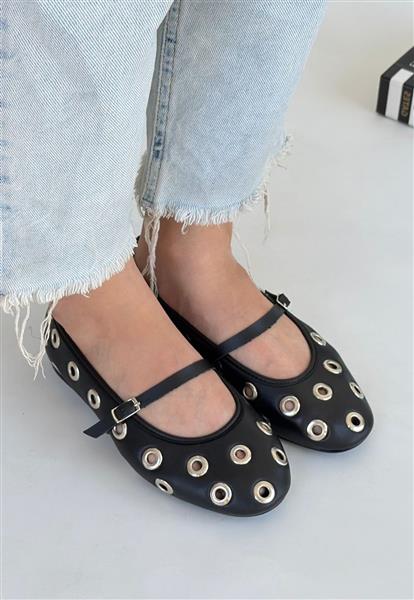 Tinta Siyah Cilt Babet Ayakkabı