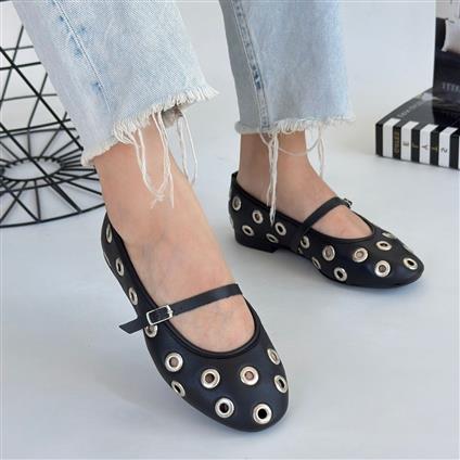 Tinta Siyah Cilt Babet Ayakkabı