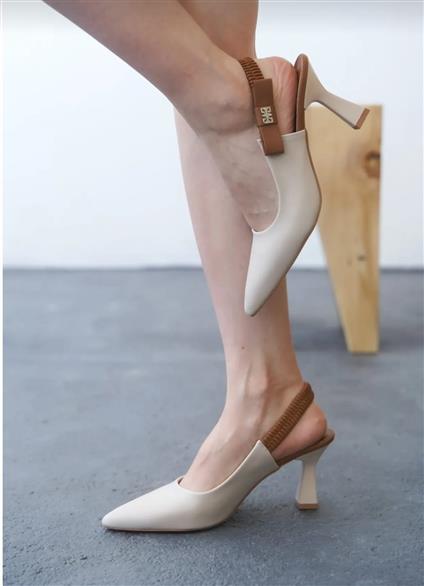 Toran Bej Cilt Topuklu Ayakkabı