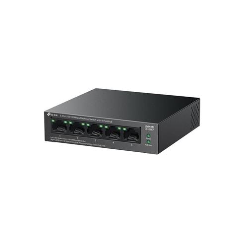 TP-Lınk LS105LP 4 Port 10/100 +1 Port RJ45 Uplınk 41W 250 Metre Poe Mesafe Metal Kasa Swıtch