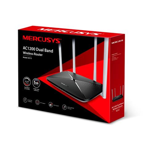 TP-Lınk Mercusys AC12 AC1200 867Mbps/5Ghz/300Mbps/2.4Ghz Dual Band Kablosuz Router