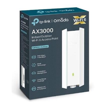 TP-Lınk Omada Eap650-Outdoor AX3000 Dual Band Wıfı6 1Xgbıt RJ45 574Mbps/2.4Ghz/2402Mbps/5Ghz Access Poınt (Adaptörlü)