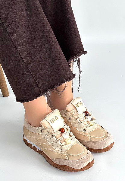 Tues Bej Nubuk Bağcıklı Spor Ayakkabı