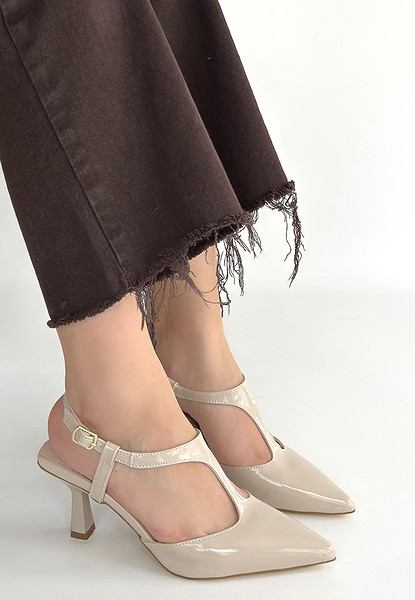 Tula Bej Rugan Topuklu Ayakkabı