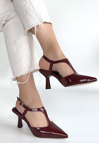 Tula Bordo Rugan Topuklu Ayakkabı