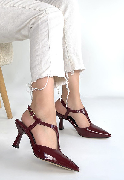 Tula Bordo Rugan Topuklu Ayakkabı