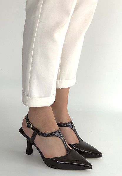 Tula Kahverengi Rugan Topuklu Ayakkabı