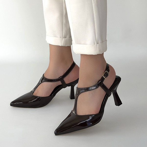 Tula Kahverengi Rugan Topuklu Ayakkabı