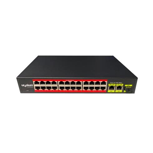 Uranıum Poe-2421Sfp-300W 24 Port 10/100+2X Gıgabıt Uplınk +1Xsfp Rackmount Swıtch (Realtek Chıpset)