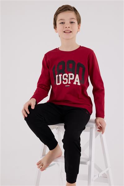 U.S. Polo Assn Uzun Kol Pijama Takım US2203-4 Bordo