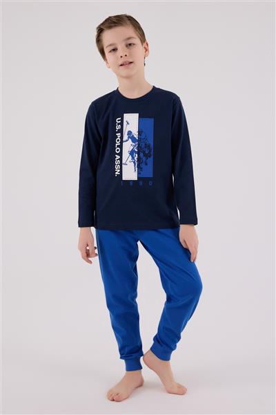 U.S. Polo Assn  Uzun Kol Pijama Takım US2206-4 Lacivert