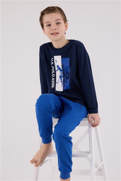 U.S. Polo Assn  Uzun Kol Pijama Takım US2206-4 Lacivert