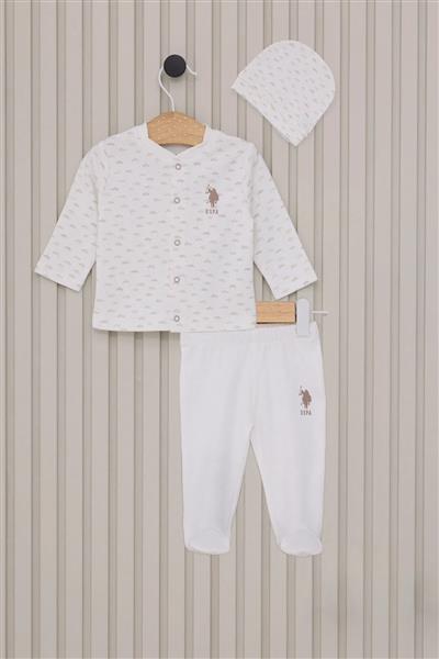 U.S Polo Bebek 3'Lü Takım Usb2023 Krem