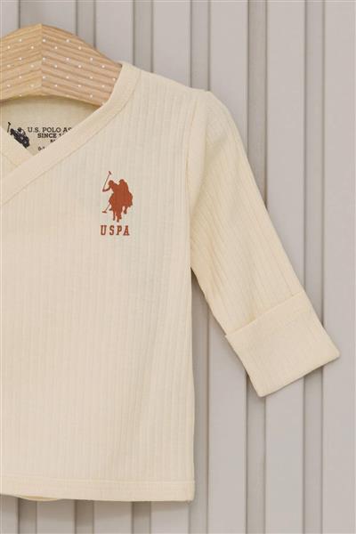 U.S.Polo Kız Bebek 5'Li Zıbın Seti Usb2107 Krem