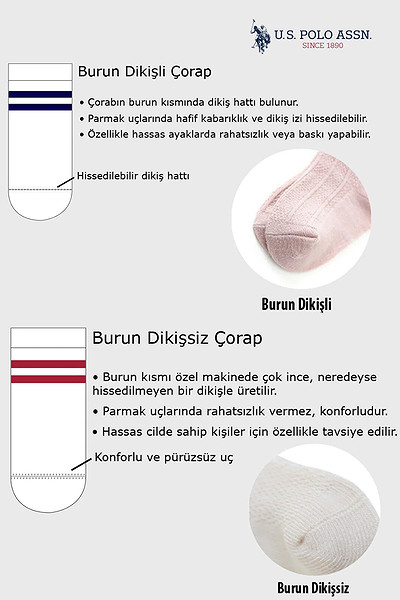 U.S.Polo Kız Bebek Çorap Usb2208 Pudra Ekru Somon