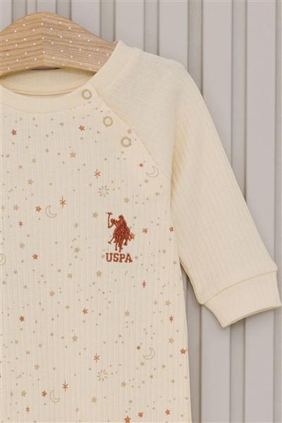 U.S.Polo Kız Bebek Uzun Kol Patiksiz Tulum Usb2111 Krem