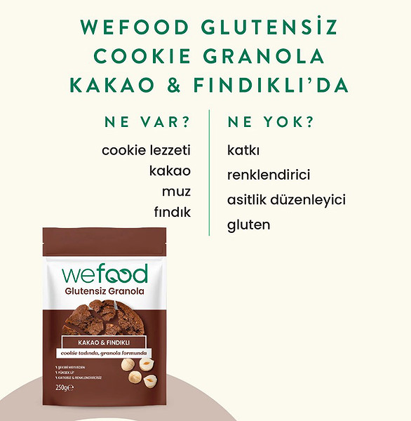 Wefood Kakao Ve Fındık Granola 250 Gr
