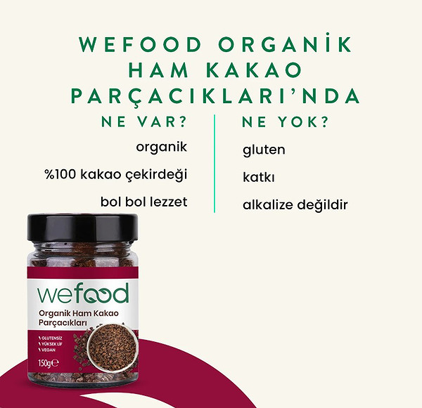 Wefood Organik Ham Kakao Parçacıkları 150 Gr