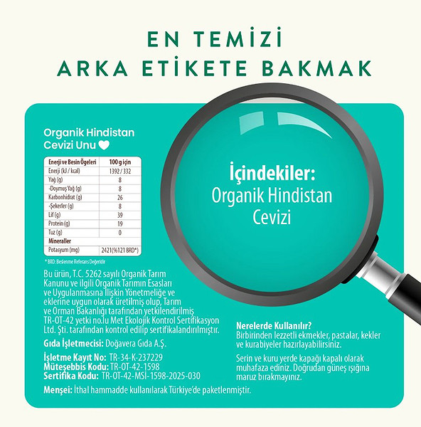 Wefood Organik Hindistan Cevizi Unu 320 Gr