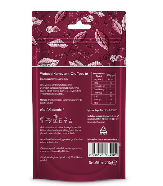 Wefood Organik Karnıyarık Otu Tozu 200 Gr