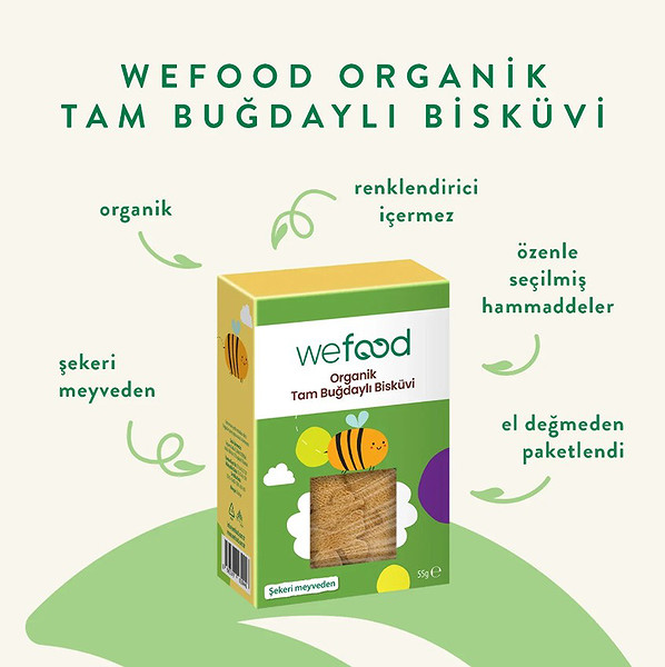 Wefood Organik Kids Tam Buğdaylı Bisküvi 55 Gr