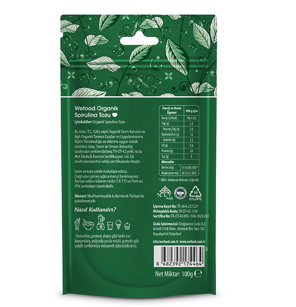 Wefood Spirulina Tozu 100 Gr