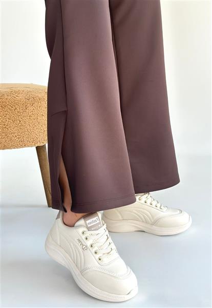 Yejja Bej Cilt Bağcıklı Spor Ayakkabı