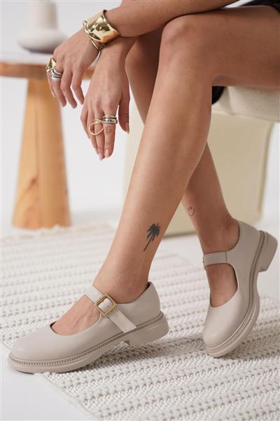 Yokox Bej Cilt Oxford Ayakkabı