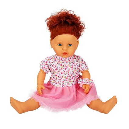 1060011 Lila Sesli Saçlı Et Bebek 60 Cm