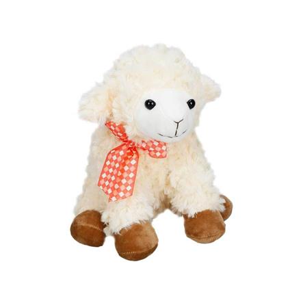 1509 Sun-Jhn-Pff-SK Peluş Kuzu Oturan Kurdeleli 24CM 2R