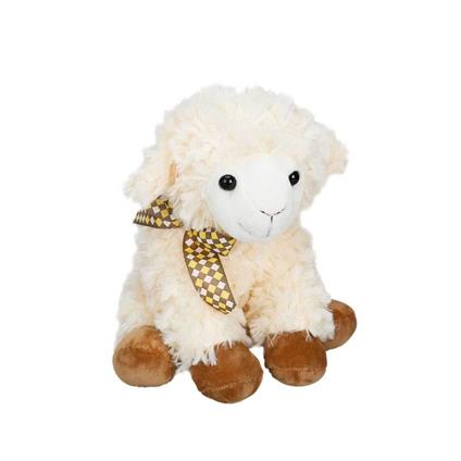 1509 Sun-Jhn-Pff-SK Peluş Kuzu Oturan Kurdeleli 24CM 2R