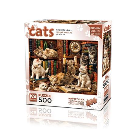 20090 Puzzle 500 Cats İN The Library