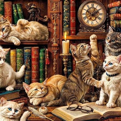 20090 Puzzle 500 Cats İN The Library