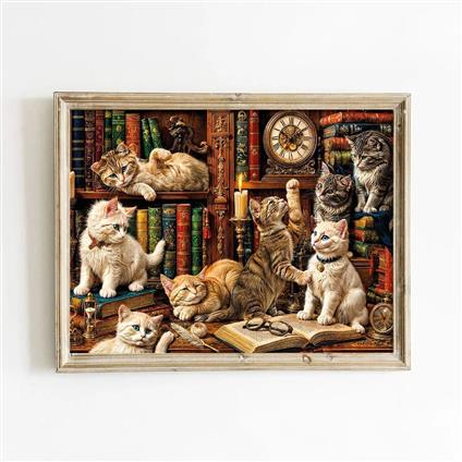 20090 Puzzle 500 Cats İN The Library