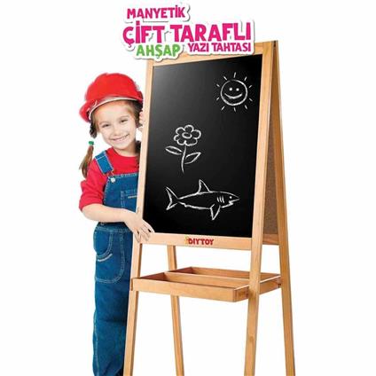 2195 Ayaklı Çift Taraflı Manyetik Ahşap Yazı Tahtası