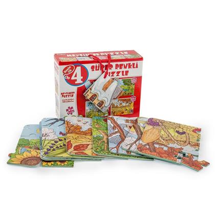 2488  Mevsimler Süper Renkli Puzzle 4LÜ