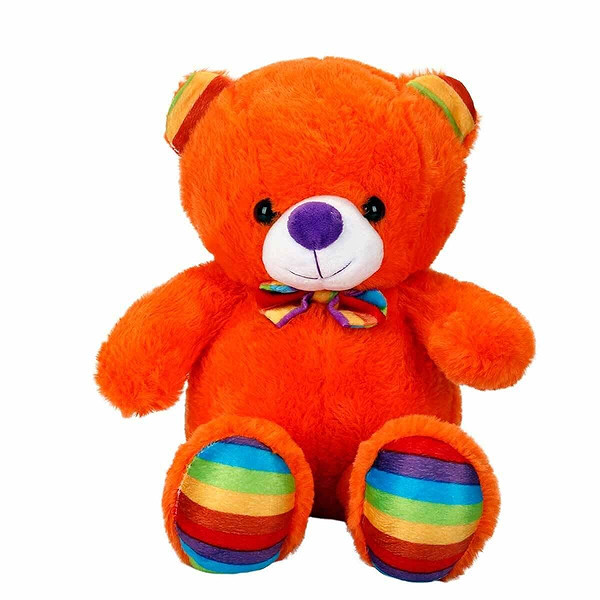 2962 Oturan Kurdeleli Renkli Peluş Ayı 30 Cm -Sunman