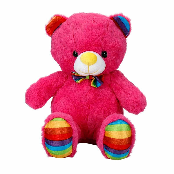 2962 Oturan Kurdeleli Renkli Peluş Ayı 30 Cm -Sunman