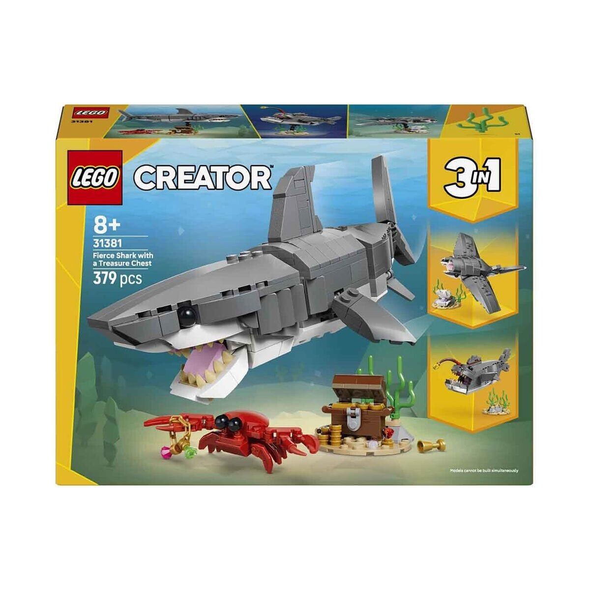 31381 Lego Creator 3İn1 Acımasız Köpek Balığı İle Hazine Sandığı 379 Parça +8Yaş