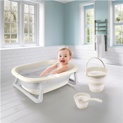 7273 Katlanabilir Üçlü Bebek Banyo Seti Stone Gri