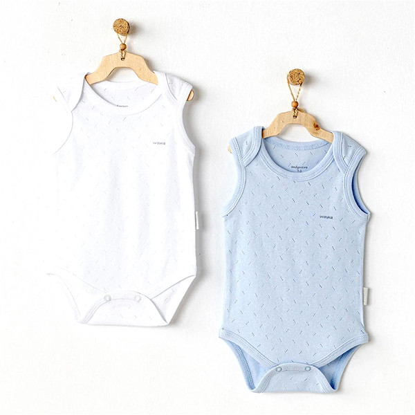 Andywawa AC25553 Sleeveles Jacquard 2'Li Basic Body Blue White