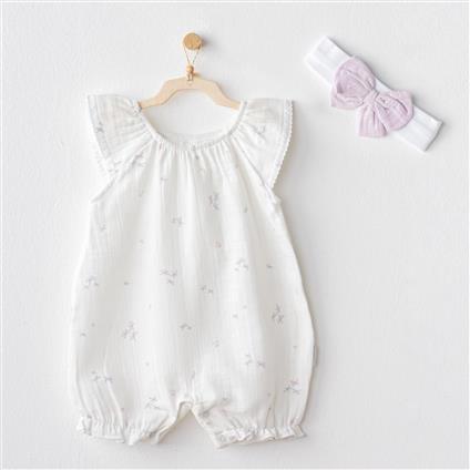 Andywawa AC25573 Magical Butterfly Müslin Bebek Tulum Takım White